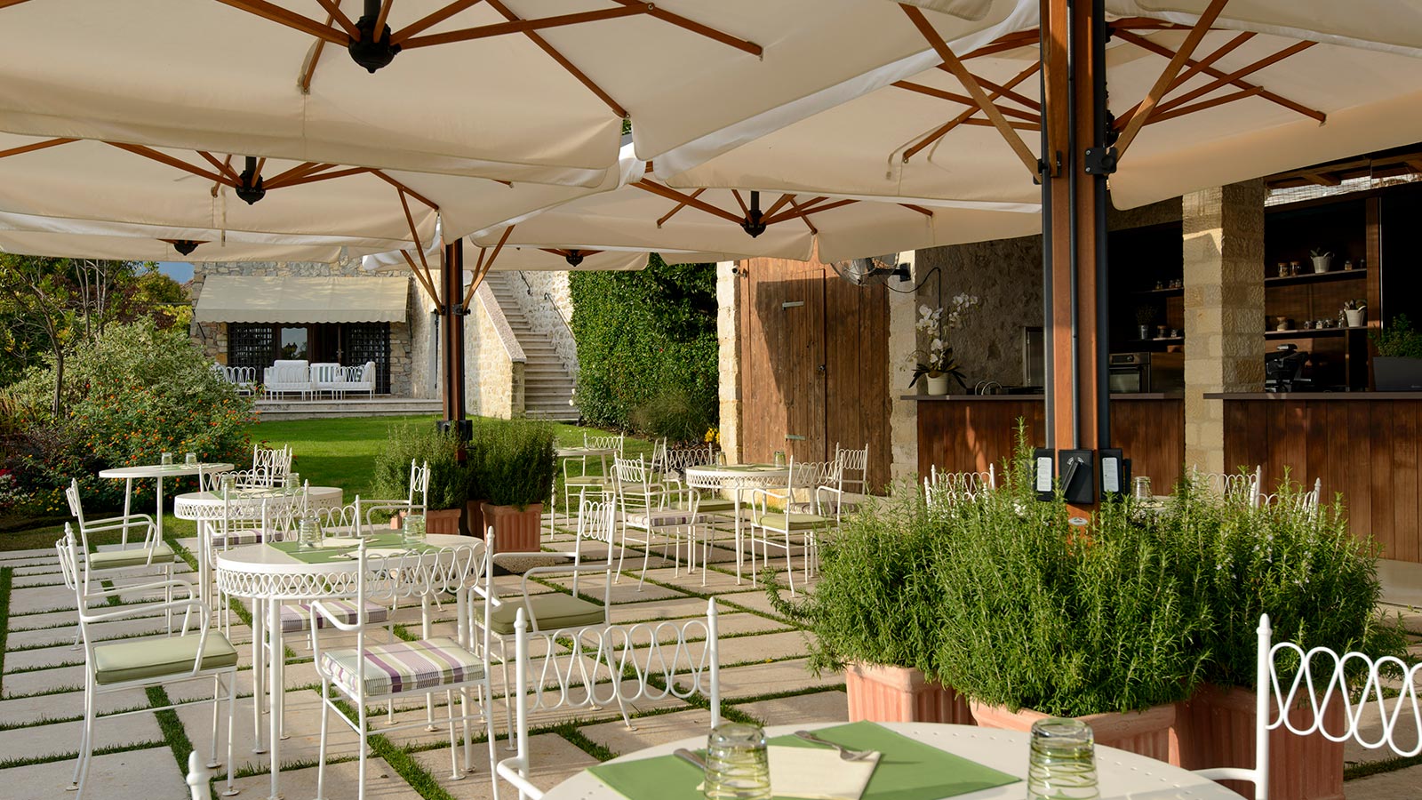 Detail of some tables of the Bistrot Rosmarino in Asolo
